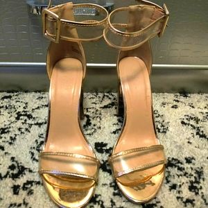 Rose Gold block heel sandal